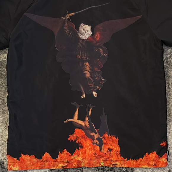 RipNDip Windbreaker Cat Angel Warrior Demon Fire Pit Hell Classical Black Hood - Picture 3 of 10